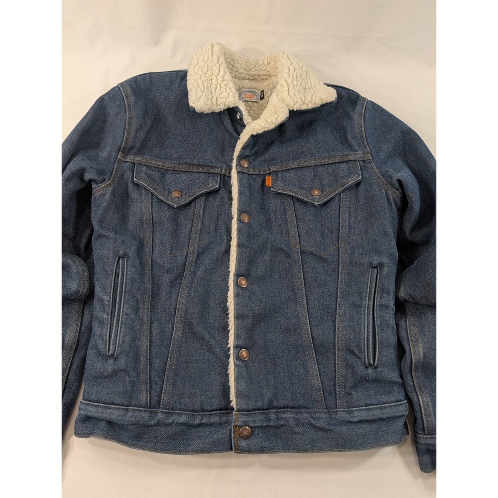 80s Levi's Sherpa-Lined Type 3 Denim Trucker Boa Jacket Youth 18 (Mens XS)